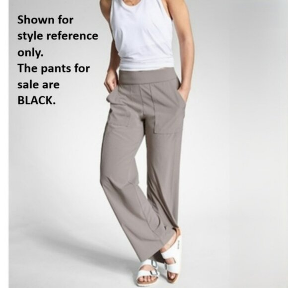Athleta Chelsea Wide Leg Black Pants, Size 12, Featherweight Stretch - Picture 12 of 12